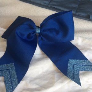 sparkly blue cheer bow